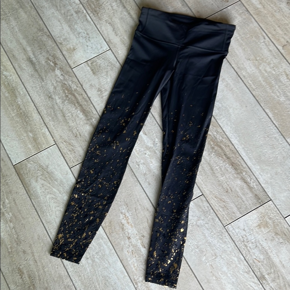 Lululemon Black and Gold Splatter Leggings